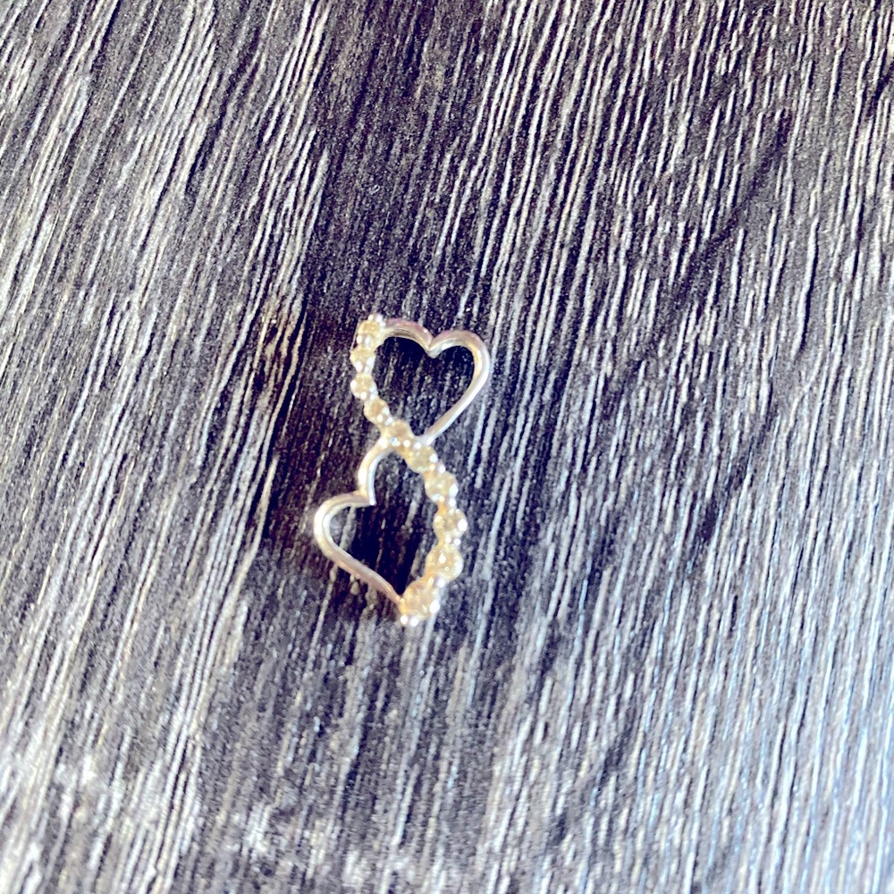 Diamond and 10k double heart pendant